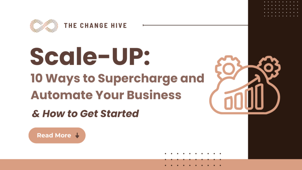 Scale-UP-10-Ways-to-Supercharge-and-Automate-Your-Business-in-2023-How-to-Get-Started | The Change Hive | First Automate, Then Scale | No Code, Low Code Automation Agency | Yemi Oluseun